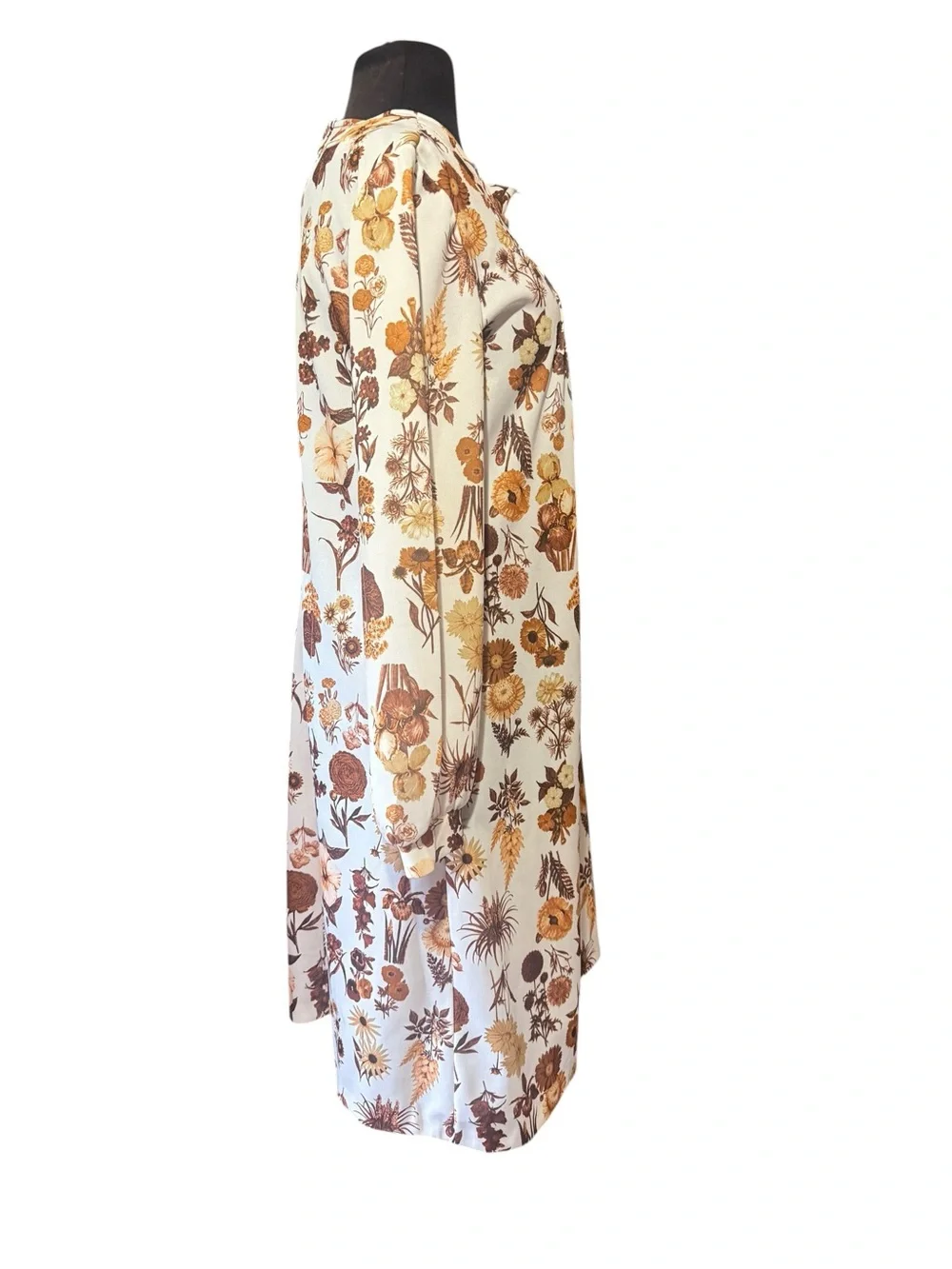 Vintage Botanical Floral Shift Dress Whimsigoth Goblincore Cottagecore Autumn L